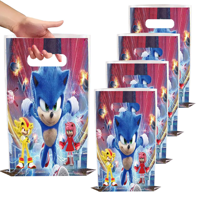 Nieuwe Cartoon Sonic Party Benodigdheden Jongens Verjaardagsfeestje Servies Set Plastic Cadeau Tassen Baby Shower Decoraties Roze Sonische Geschenken