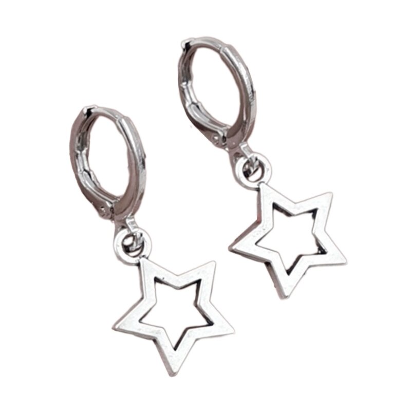 Boucle d'oreille étoile couleur argent, boucles d'oreilles étoile à cinq branches, pendentif pentagramme, livraison directe