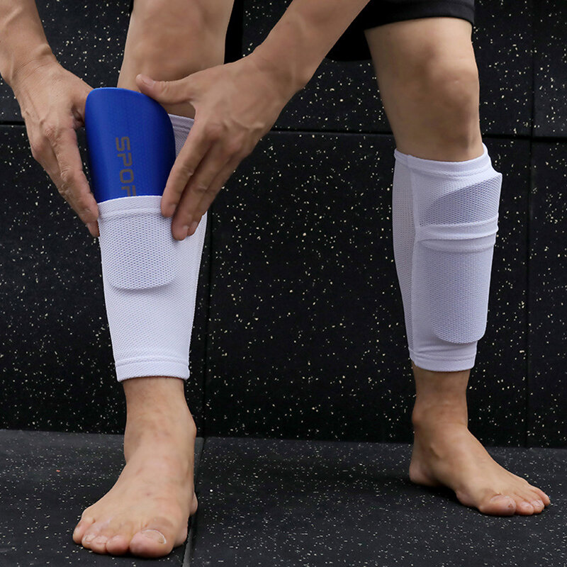 1 paio di parastinchi di sicurezza sportiva maniche porta stinco da calcio traspirante calzini Instep manicotti in poliestere per la protezione delle gambe per bambini ragazzi uomini