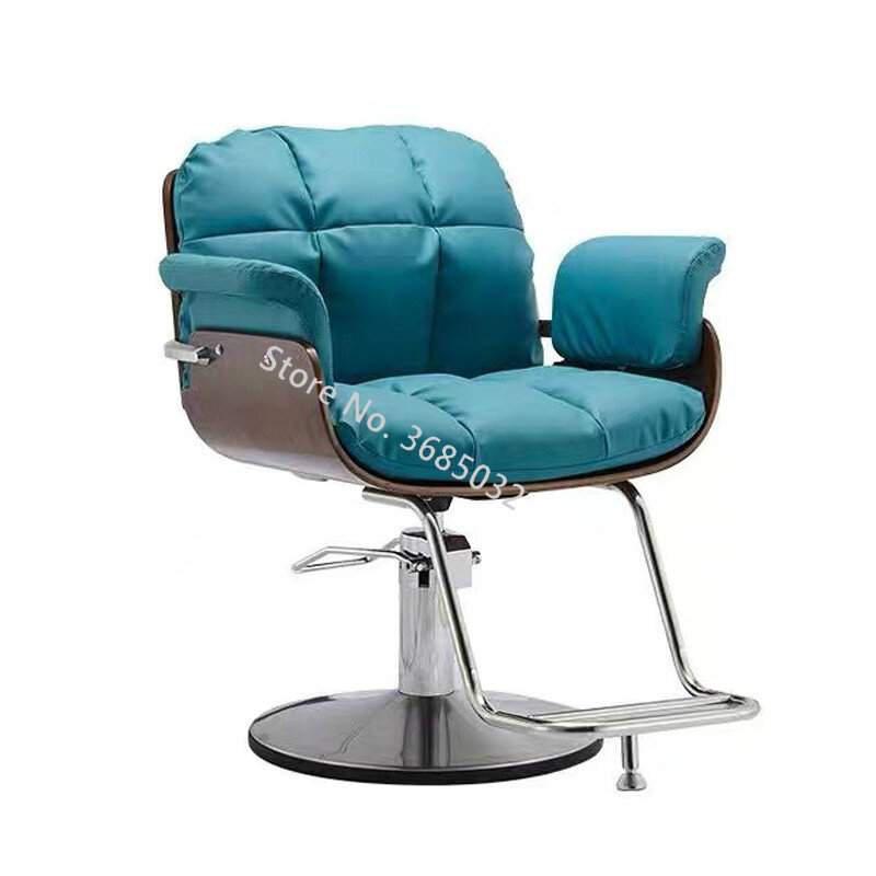 Chaise de salon de coiffure à pied doré, chaise de barbier dédiée, tabouret de salon de beauté, style américain, tendance, chaise élévatrice, North Pink