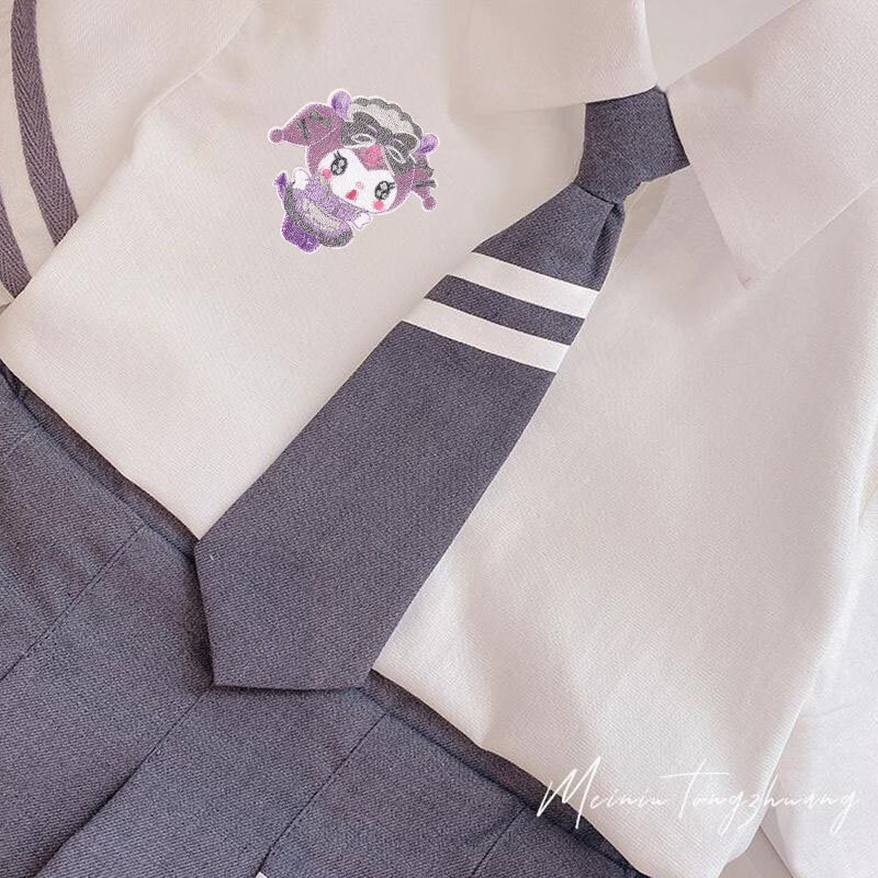 Sanrios Kuromi Kids Preppy strój letni Kawaii Cinnamoroll dziewczęca moda koszulka z krótkim rękawkiem Jk plisowana spódnica koreańskie dziecięce ubrania