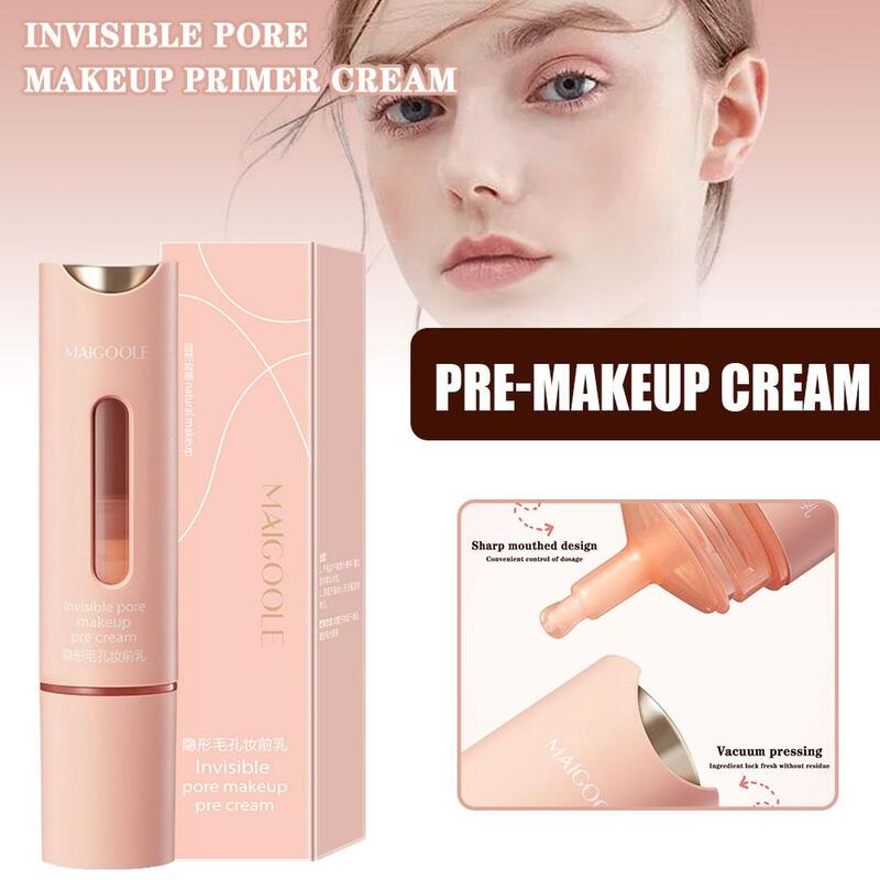 Invisible Pore Makeup Primer Cream Smooths Fine Lines Natural Cosmetics Isolation Brighten Face Moisturing Oil-Control Whit W5Z2