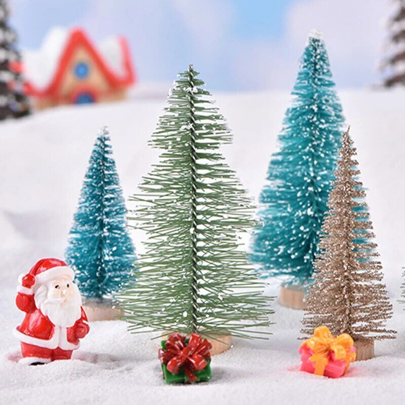Мини Рождественская елка сизальный Шелковый кедр-украшение Маленькая Рождественская елка-Золотая Серебряная синяя зеленая белая Праздничная елка