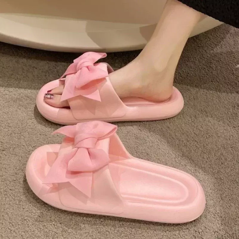 2024 Sommer neu zum Verkauf Mode Outdoor Frauen Hausschuhe Schmetterling-Knoten offene Zehen Hausschuhe weibliche Zapatos de Mujer