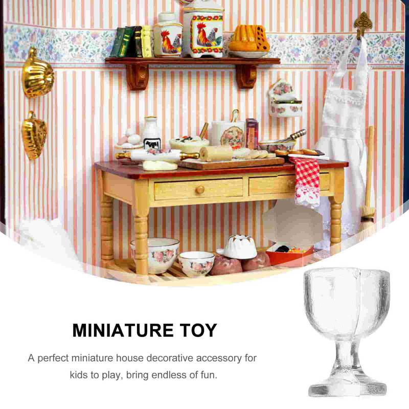 Miniaturowy szklany Mini kielich do domku dla lalek zabawki dla dzieci dzieci udają, że bawią się zabawki dla dzieci akcesoria meblowe kuchennymi