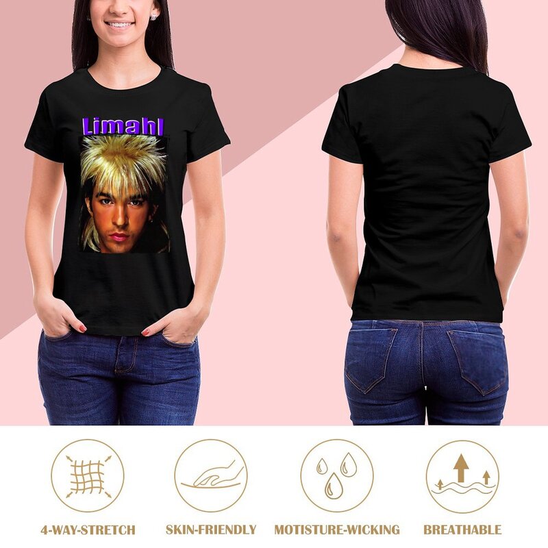 Limahl-Camiseta de banda para mujer, tops bonitos de moda coreana, camisas de gato