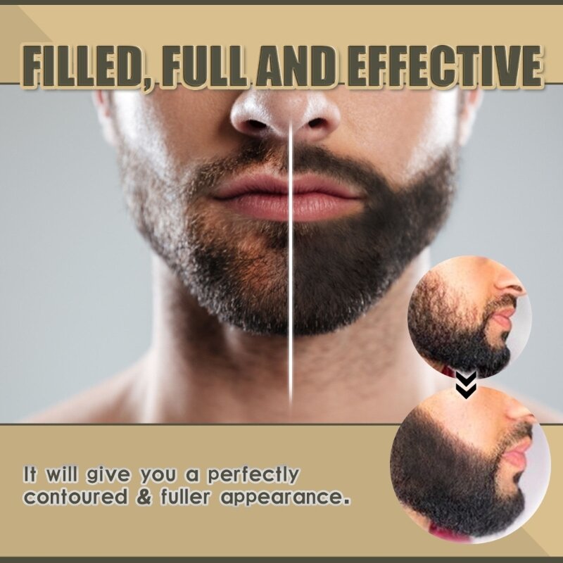 Lápiz de barba con cepillo aplicador de 4 puntas, larga duración, crea barba de aspecto Natural, bigote, cejas para hombres