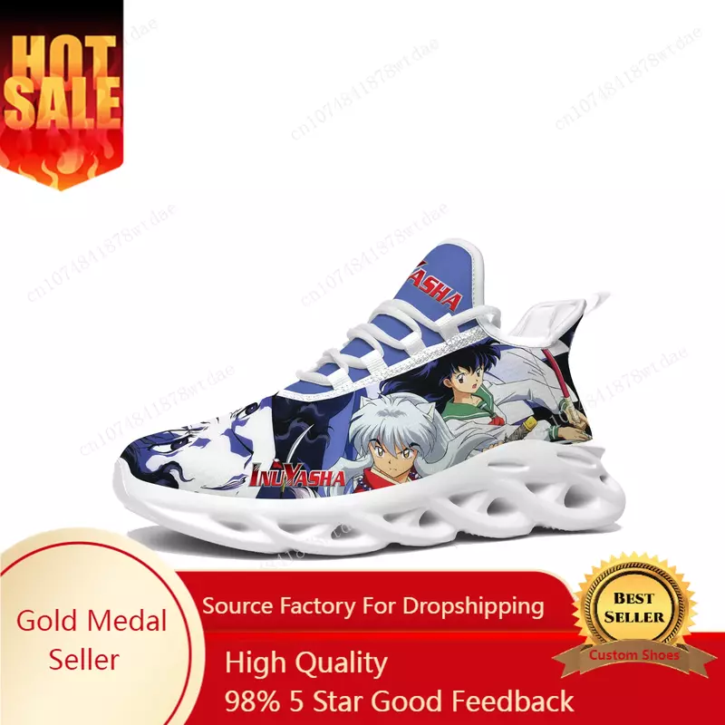 Inuyasha-Zapatillas planas para correr para hombre y mujer, calzado deportivo de malla con cordones, personalizado, alta calidad, Kagome Higurashi