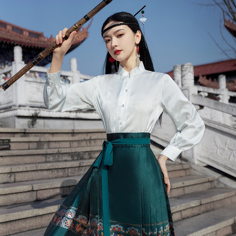 Rok lipit wanita, Rok wajah kuda elegan, Rok tradisional Cina, rok bordir Wajah Kuda harian, rok kuda poni