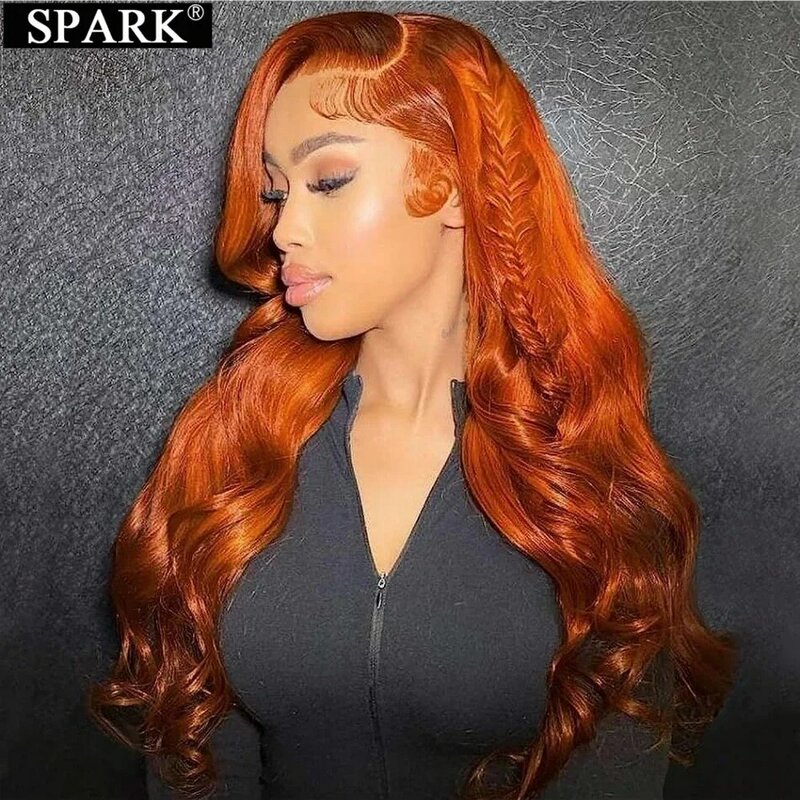 SPARK  #350 Body Wave Wigs Ginger Orange 13x4 HD Lace Front Wigs 100% Human Hair Transparent Lace Wigs For Women 18-32 inch