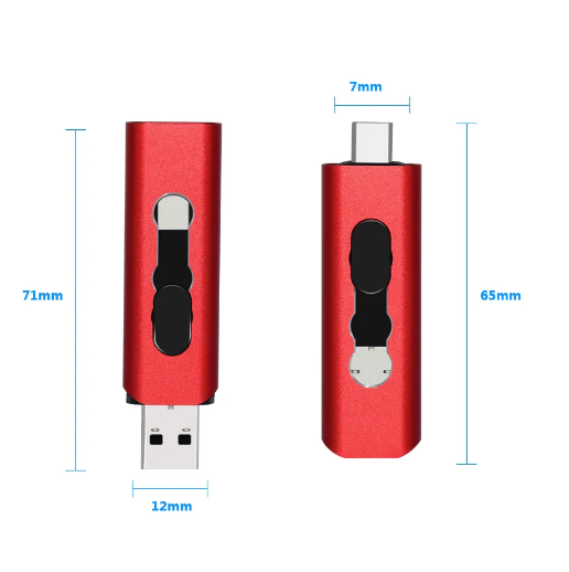 USB-флеш-накопитель 3 в 1, 2023 дюйма, 128 ГБ, 256 ГБ, 512 ГБ, 1000 ГБ