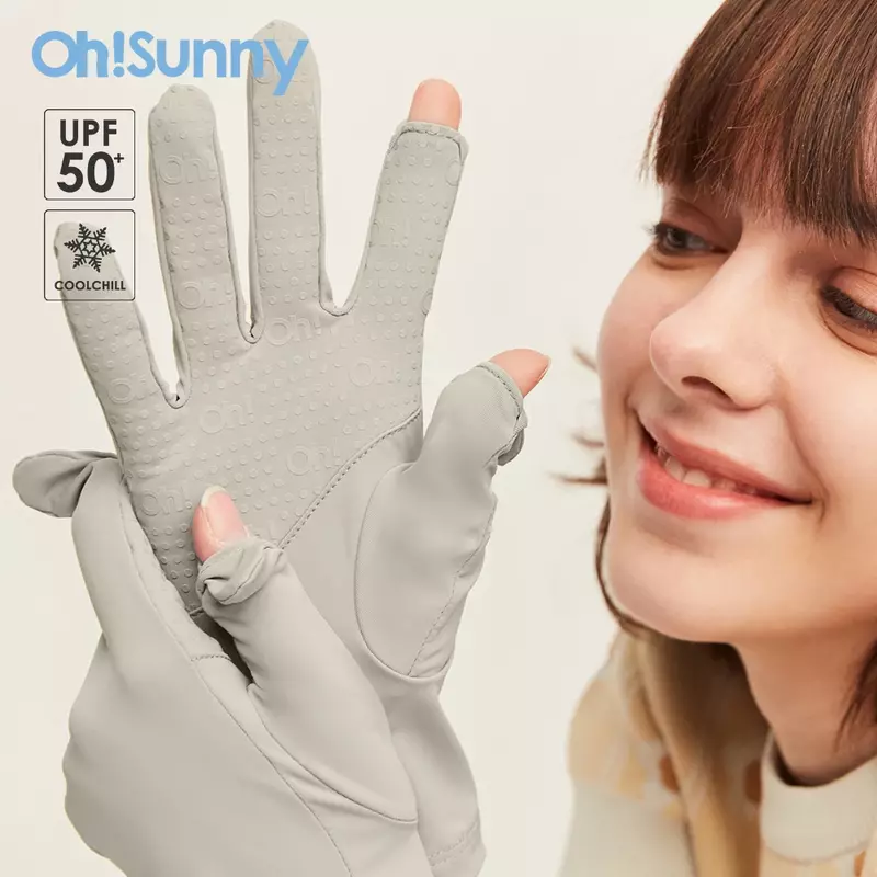 OhSunny-guantes de Golf con protección UV para mujer, manopla transpirable sin dedos para conducir y ciclismo, protector solar, pantalla táctil, Verano