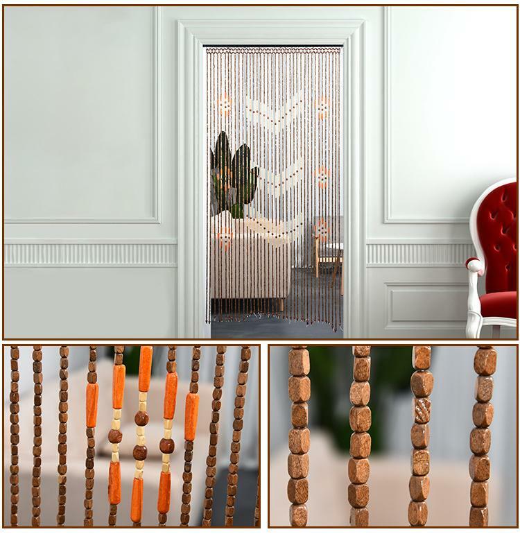 Tirai Pintu Bunga Manik-manik Gelombang Bambu Kayu Buatan Tangan Tali Rumbai Menggantung Tirai dengan Batang Kamar Partisi Pembagi Dekorasi Rumah
