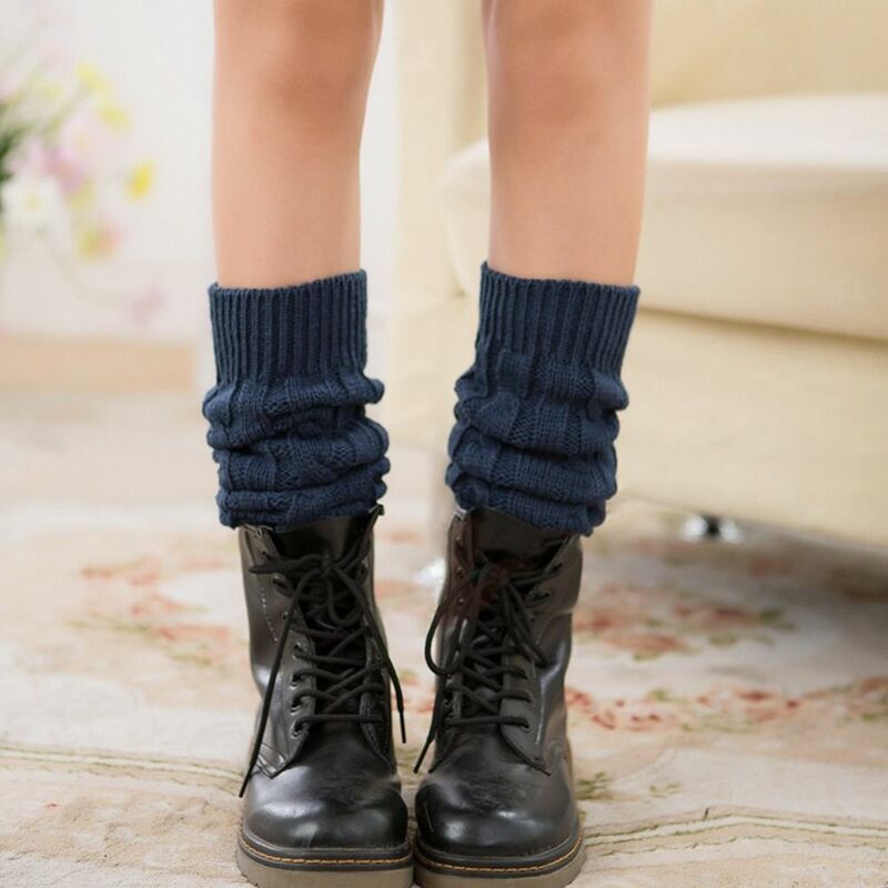 Kaus kaki rajut hangat berbulu wol hangat musim dingin penghangat kaki kaus kaki panjang