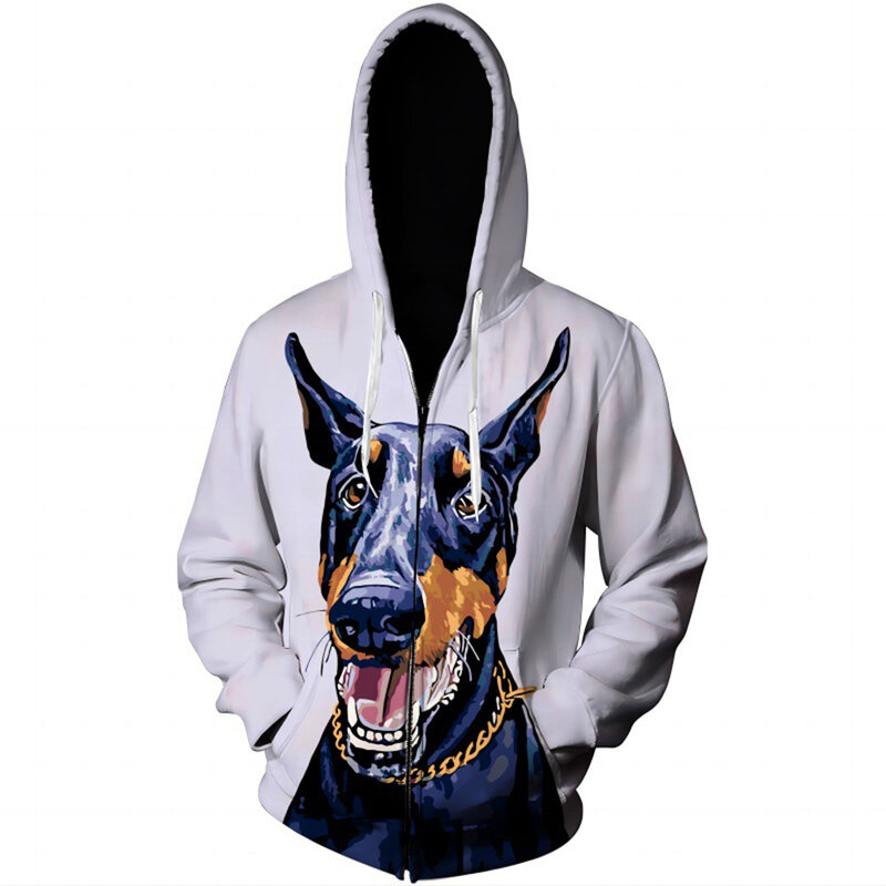 Новинка 2023, мужской красивый и минималистичный свитер с 3D рисунком собаки, Повседневная универсальная Толстовка в стиле ретро с рисунком животных