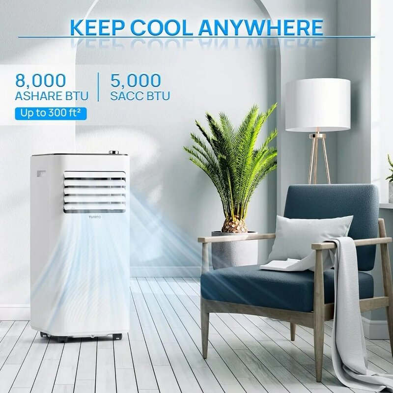 Finnmark 8,000 BTU Portable Air Conditioner, Dehumidifier and Fan, 3-in-1 Floor AC Unit for Rooms up to 300 Sq Ft, Sleep Mode