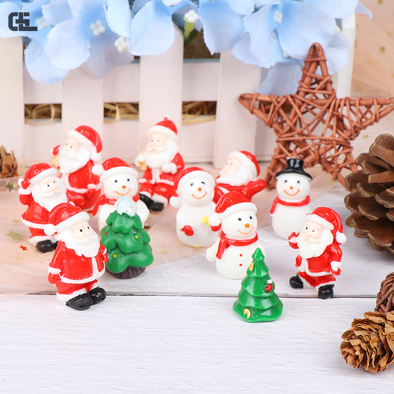 1 buah ornamen pemandangan mikro manusia salju Santa Claus untuk dekorasi rumah dekorasi Natal hadiah patung dekorasi Natal