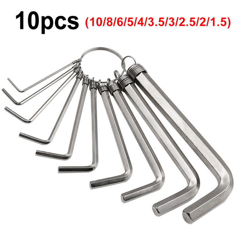 8 pz 10 pz 0.5-10mm Mini esagonale esagonale catena chiave a brugola Set chiave cacciavite Kit strumento in acciaio legato