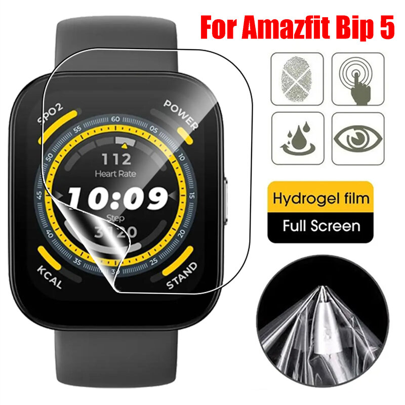 Soft Hydrogel Film for Huami Amazfit Bip 5 Curved HD Explosion Proof Full Screen Protector Not Glass Cover For Amazfit Bip 5