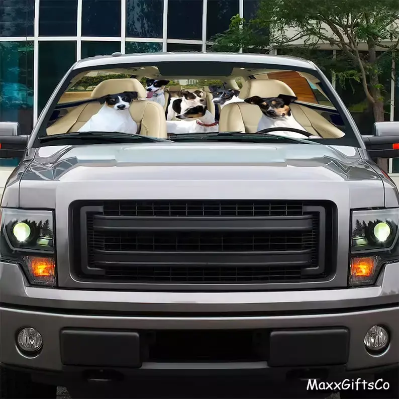 Samochodowa osłona przeciwsłoneczna z chilijskim terierem, przednia szyba z chilijskim terierem, osłona przeciwsłoneczna dla rodziny psów, akcesoria samochodowe dla psów, dekoracja samochodu, miłość dla psów