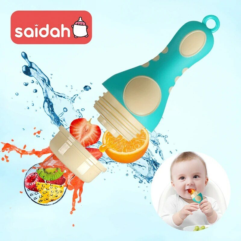SAIDAH 토치 모양 BPA 프리 아기 과일 씹기 피더, 실리콘 아기 젖꼭지, 부드러운 완화 젖니 장난감