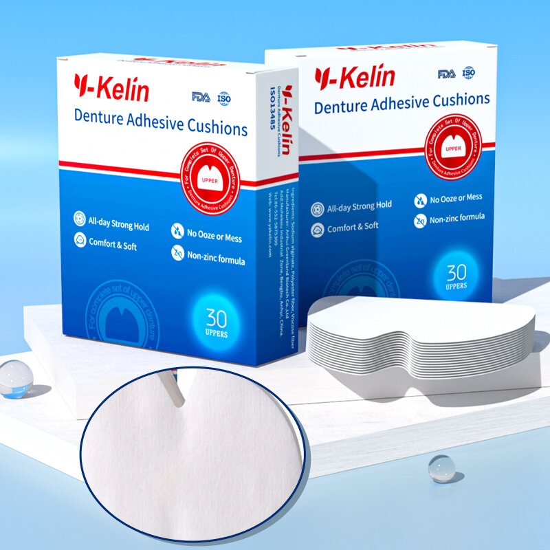 Y-Kelin cuscino adesivo per protesi (superiore) 30 cuscinetti per faldenti superiori Dentadura Jaw