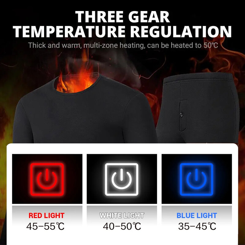 Heated Underwear Winter Thermal Underwear Women Men 28 Areas Heating Jacket Winter Sports Accessories Electric Heated Equipment