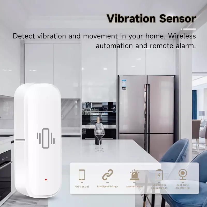 Tuya Smart Home Zigequation Vibration Sensor, Realtime Monitor App, Remote Control, Self Defence ActivProtection