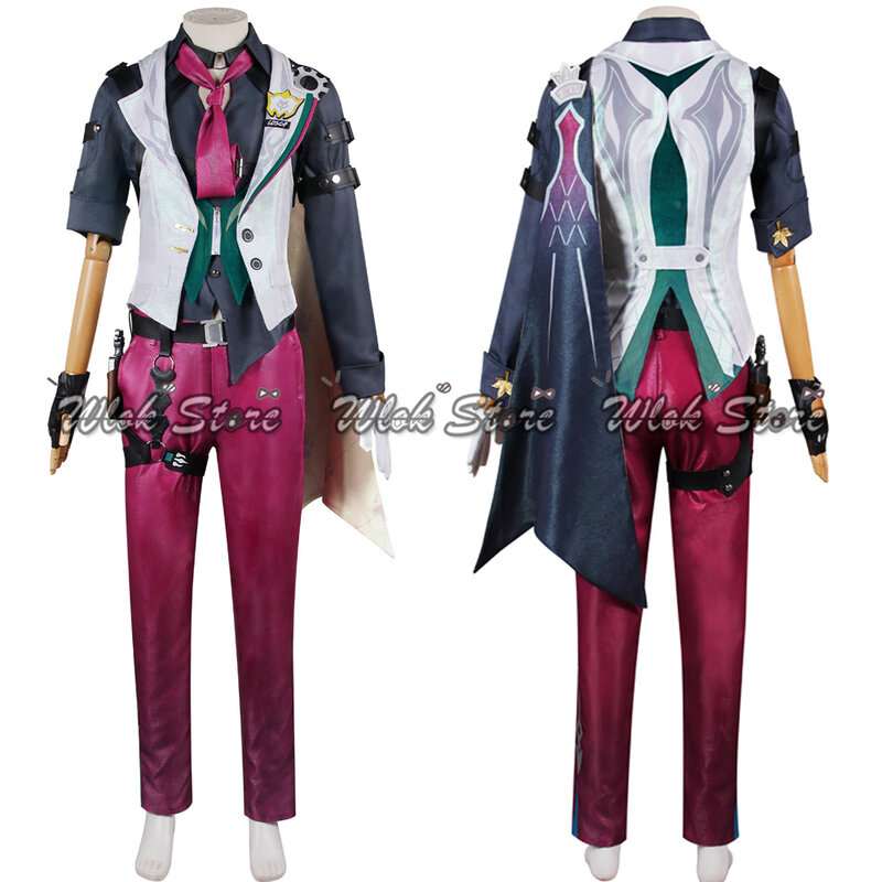 Honkai Star Rail Gallagher Cosplay Costume Wig Pants Shirt Vest Tie Suits Men Halloween Party Carniavl Roleplay Outfits Shoes