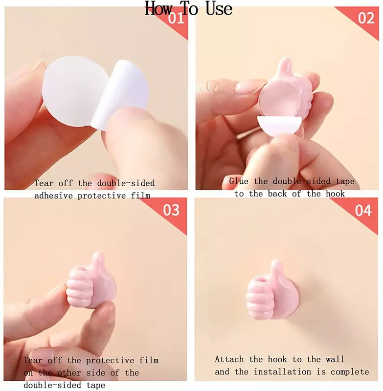 10Pcs Creative Silicone Thumb Wall Hook Self-Adhesive Thumb Key Hanger Hook Home Data Cable Clip Wire Desk Organizer Storage