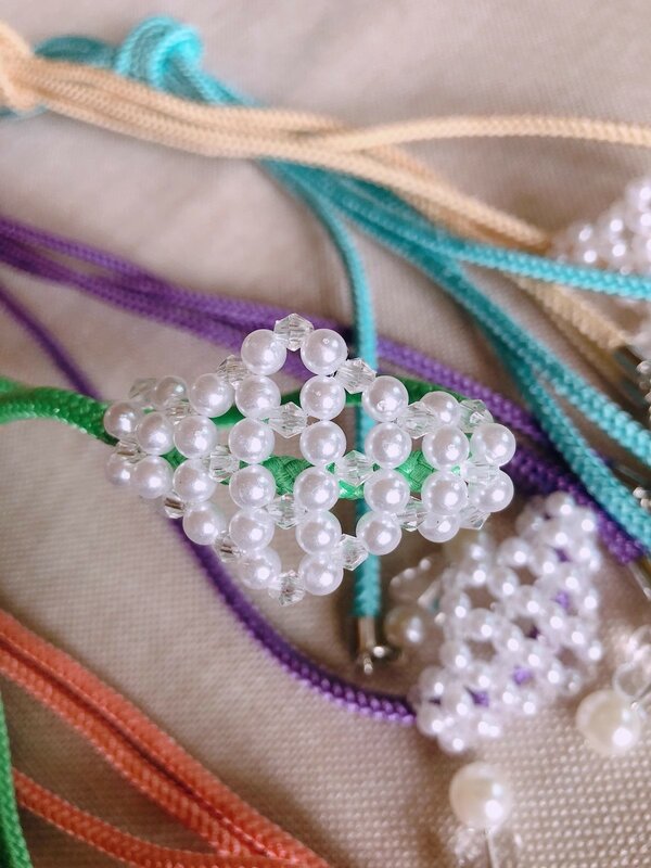 Japanische hand gewebte Perlen gürtels chnur Yukata Gürtels chnur Kimono Gürtels chnur dekorative Gürtels chnur mehrfarbig 150cm