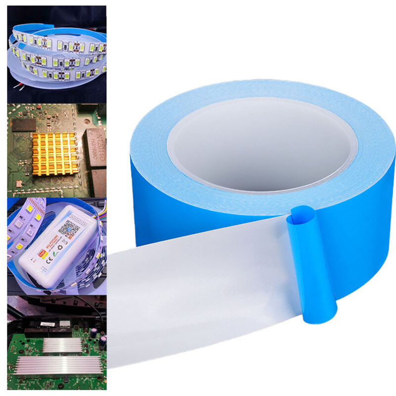 Cinta de transferencia adhesiva conductora térmica de doble cara para Chip PCB, tira LED, disipador térmico, 10 metros/rollo de ancho opcional