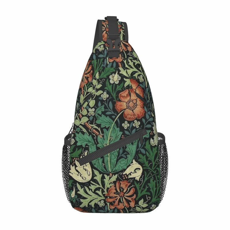 William Morris Compton tas selempang dada selempang bahu ransel selempang olahraga luar ruangan harian seni bunga tas pria wanita