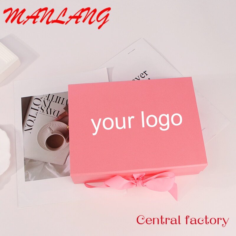 Custom Mailer Opvouwbare Papieren Verpakking Opvouwbare Magnetische Verpakking Dozen Met Lint Voor Schoenendozen Voor Geschenksets Met Bruiloft
