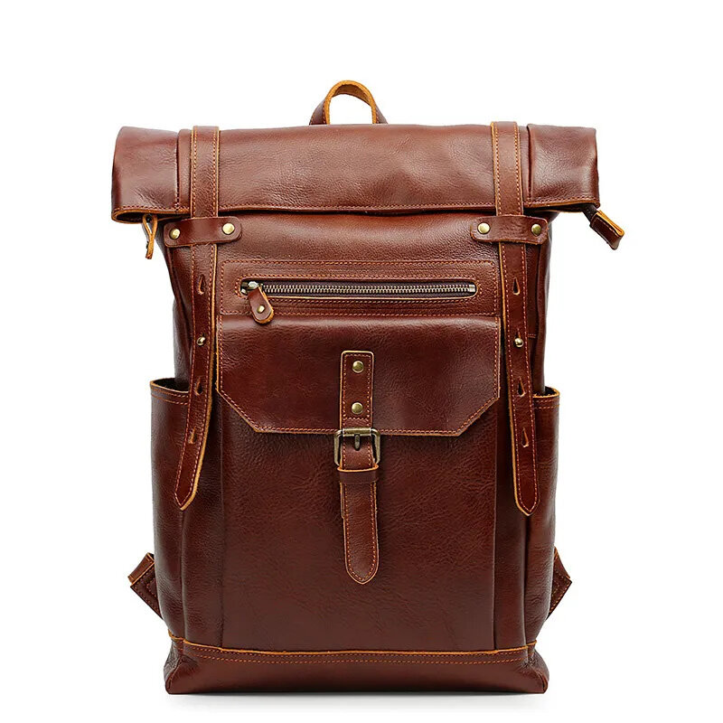 Newsbirds-mochila de couro estilo vintage masculina, bolsa de viagem 16 ", couro masculino anti-roubo, bolsa de computador
