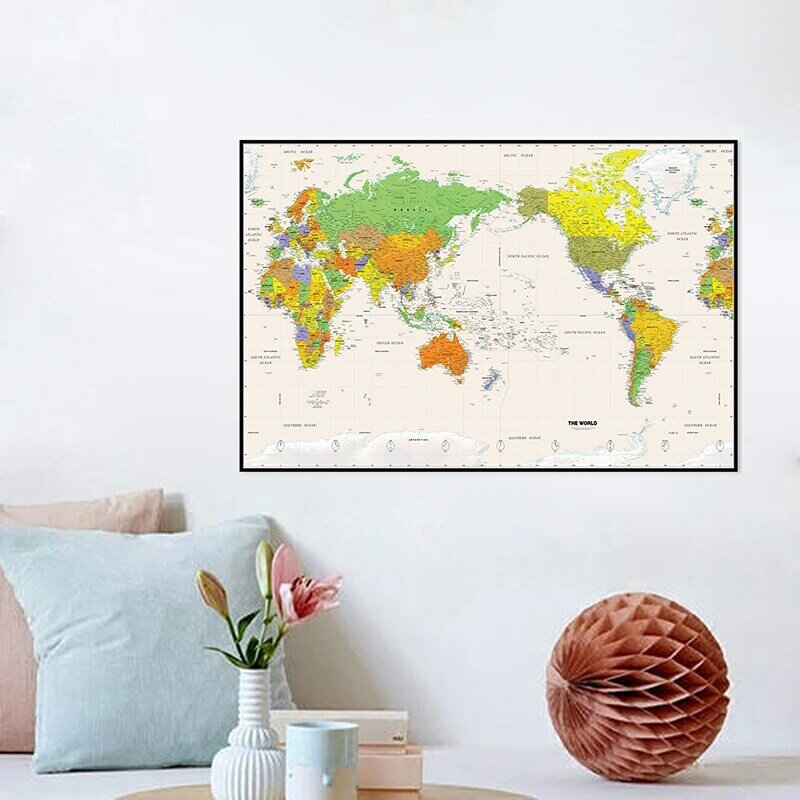 24x48 Inch Fine Canvas Home Wall Spray Painting The World Physical Map