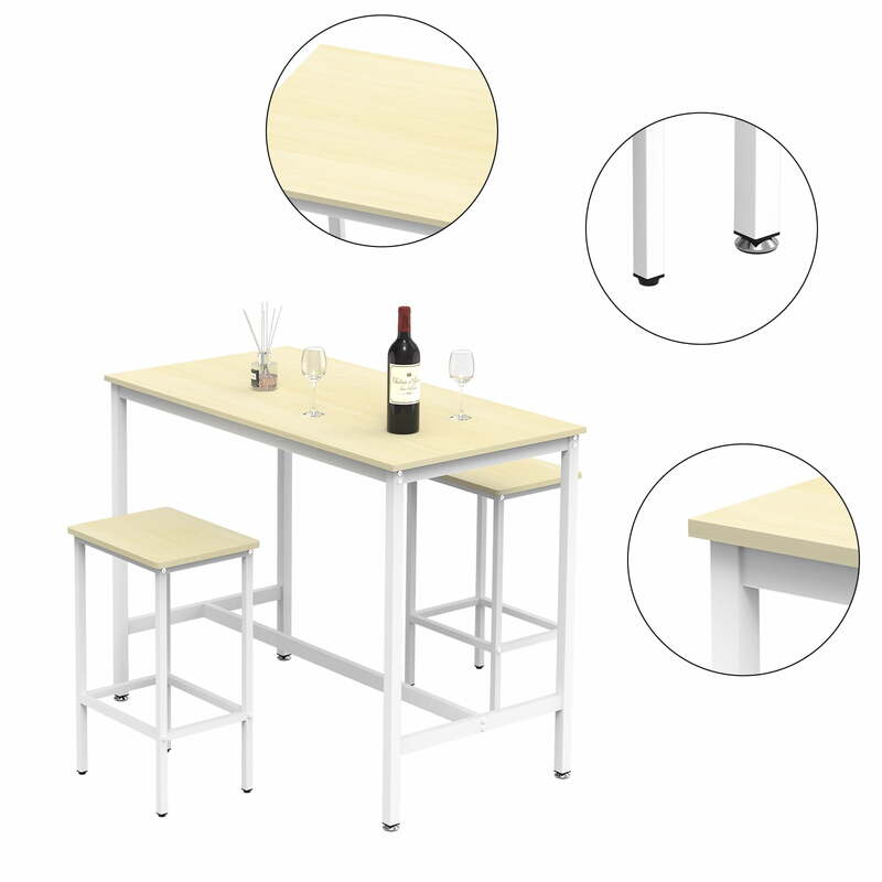 3-częściowy stolik barowy i 2 zestaw mebli z krzesłami blat zestaw do jadalni zestaw stołowy Pub z 2 stołkami, biały