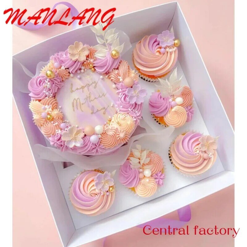 Custom  Dessert Cake And Cupcake Integrated Box With Transparent Cover Pastry Packaging Boxes