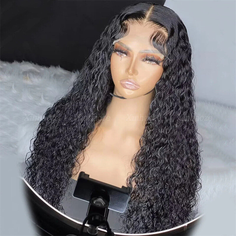 Long Balck 180Density 26inch Soft Kinky Curly Deep Lace Front Wig For Women with Babyhair PrePlucked Daily Glueless Wigs