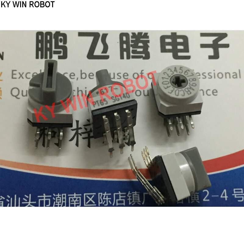 1PCS German  PT65-SG140 PT65SG140 0-F 16-bit rotary coding dial switch, curved foot side adjustment 3:3