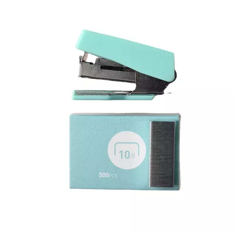 Stapler Mini untuk File kertas, Set Stapler logam dengan 500 buah 10 # Staples lucu perlengkapan mengikat kantor sekolah