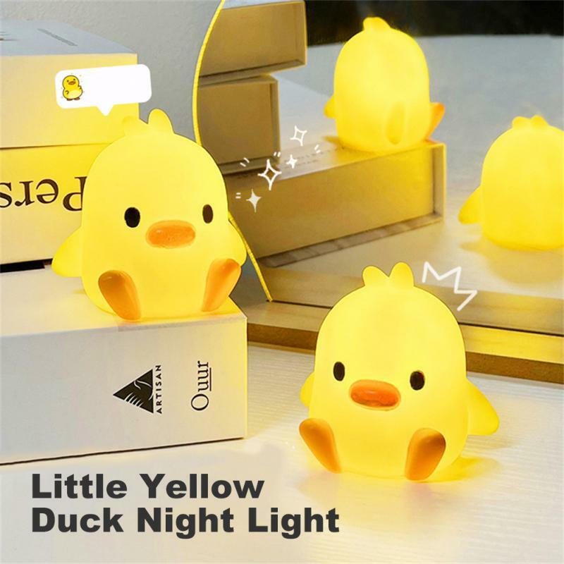 Cute Duck Design Led Night Light Silicone Cartoon Lamp Rechargeable Patting Light Children Nightlight Kid Bedroom Decor Gifts