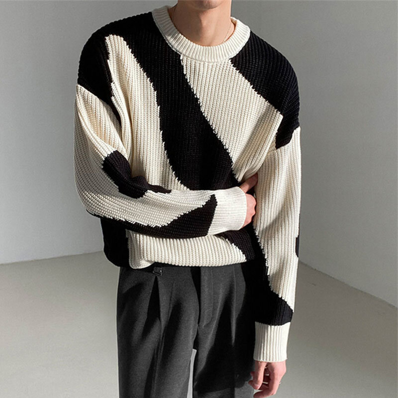 Men's Long Sleeve O-Neck Pullover Tops, Male Casual Loose Knitwear, Couple Fashion Sweaters, Vintage, Autumn, Winter, 2023