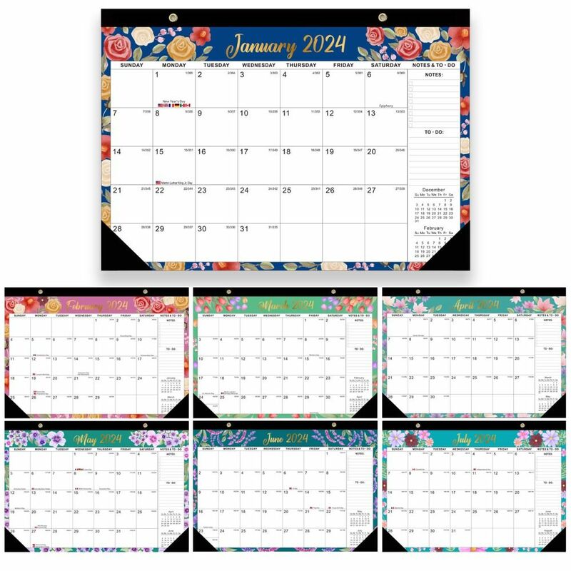 Nota di pianificazione dell'anno calendario da parete inglese Schedule Paper 18 mesi calendario da parete sospeso gennaio 2024-calendario da parete giugno 2025