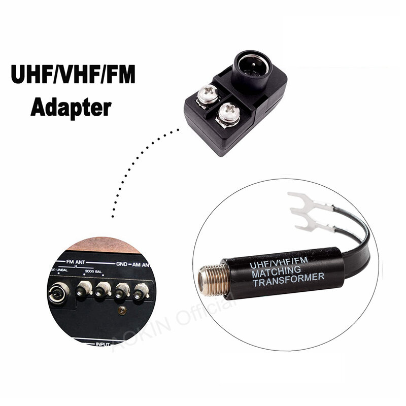 Lot de 2 adaptateurs de 75 ohms à 300 ohms, convertisseur pour antenne de radio TV, UHF/VHF/FM