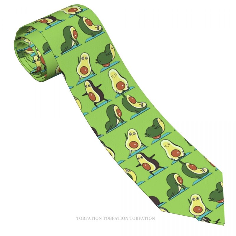Avocado Yoga Print Ties Casual Unisex Neck Tie Shirt Decoration Narrow Striped Slim Cravat