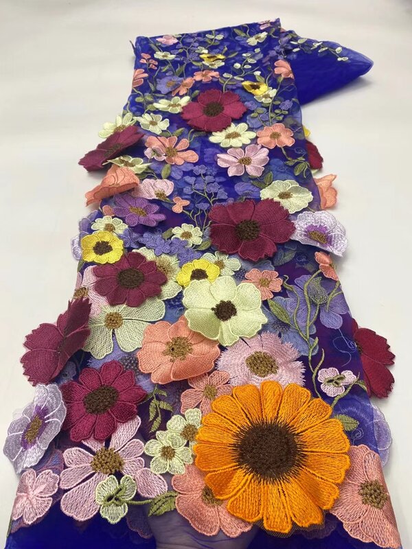 3D Трехмерная Цветочная швейцарская вуаль кружева в Швейцарии 2022 высокое качество, французская вышивка африканские материалы 5 ярдов свадьба