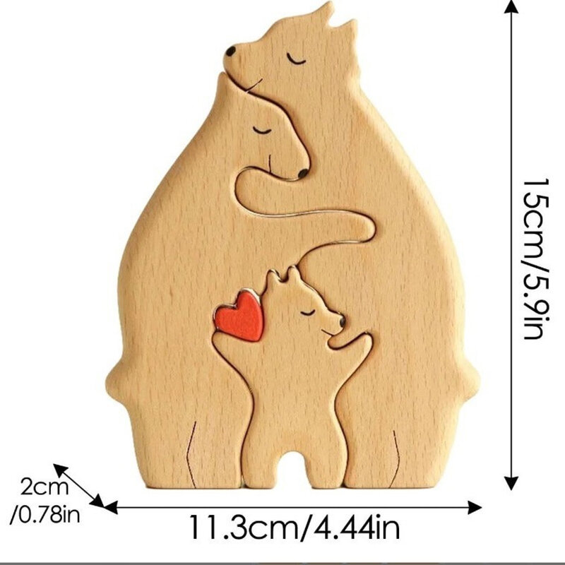 Personalised Bear Family Theme Art Puzzle DIY Family Names Wooden Puzzle Desktop Ornament Home Deco Customized Christmas Gift