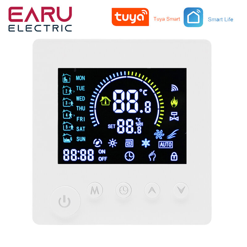 TUYA واي فاي ترموستات تحكم في درجة الحرارة المياه الكهربائية التدفئة الكلمة TRV AC90V-240V 3A 16A شاشة LCD رقمية الحائط