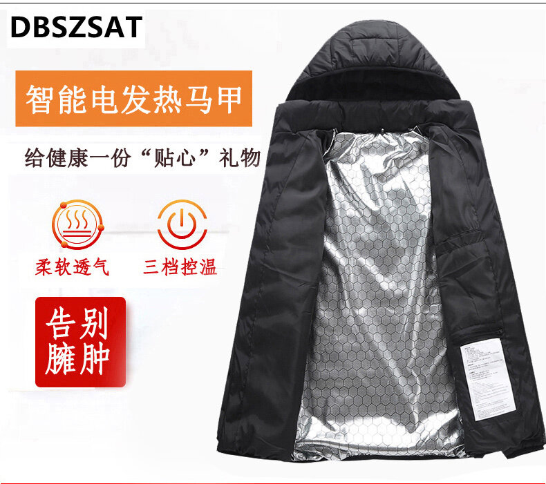 Pakaian Pemanas Pria dan Wanita Cerdas Kontrol Suhu Musim Dingin USB Penghangat Ruangan Mantel Katun Termal Mantel Listrik Katun